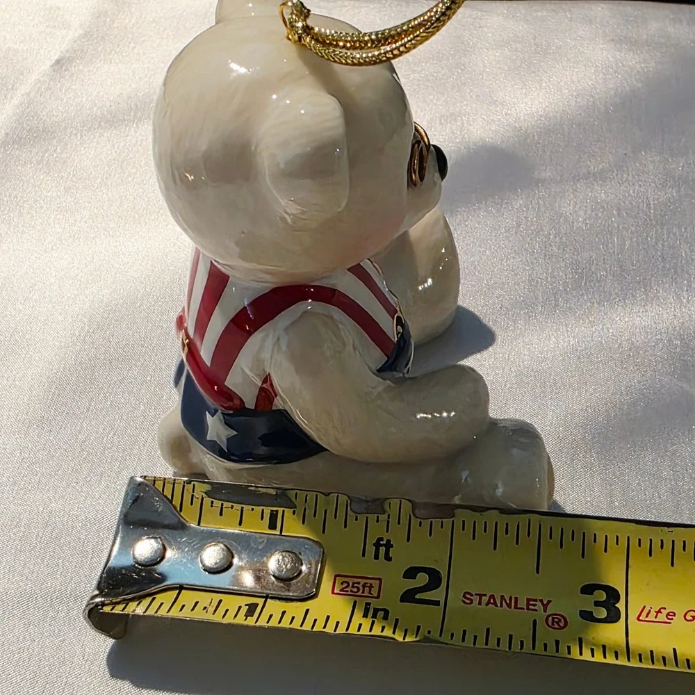 Lenox Teddy Bear China Christmas Ornament Teddys 100th Anniversary Patriotic